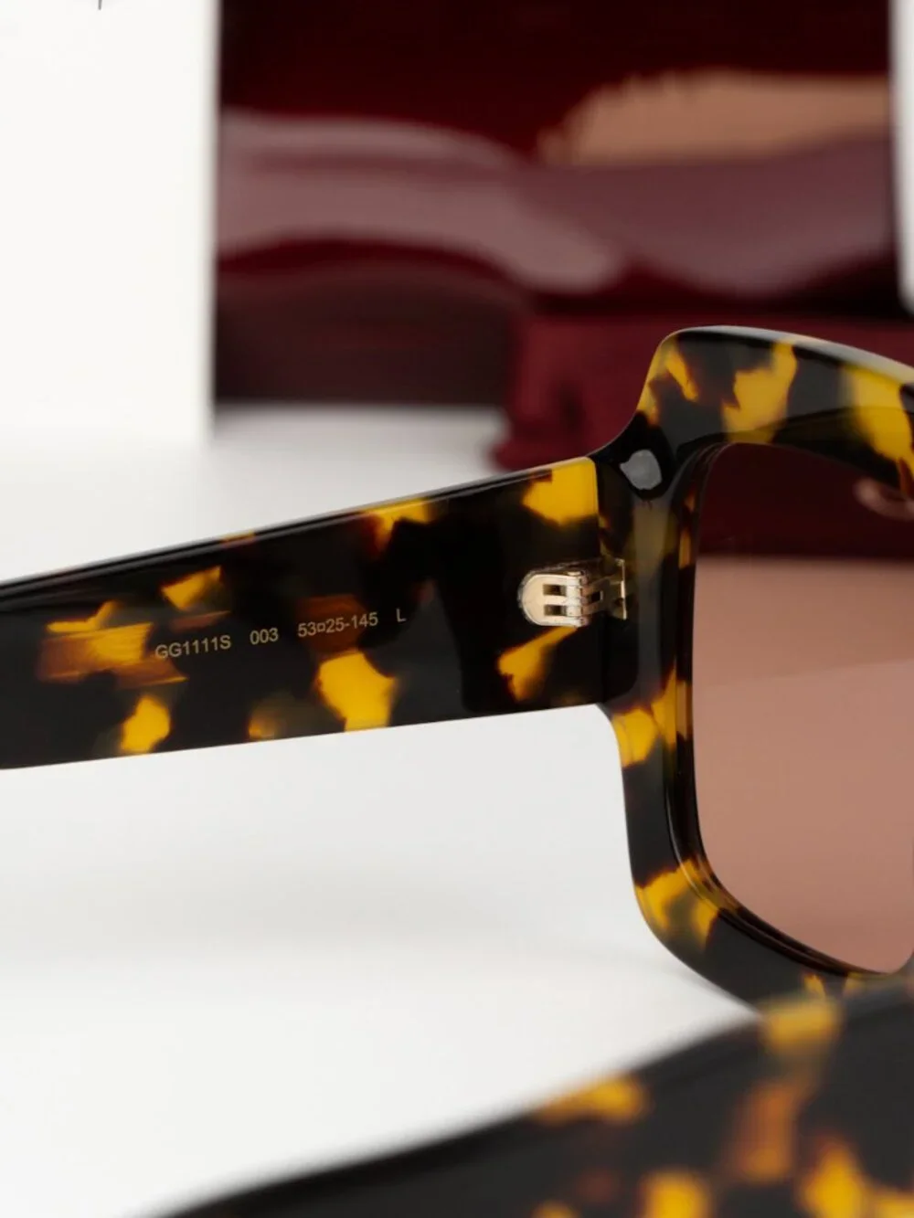 Gucci Women Sunglasses Havana Red Square GG1111S 003 NEW AUTHENTIC - Picture 4 of 9